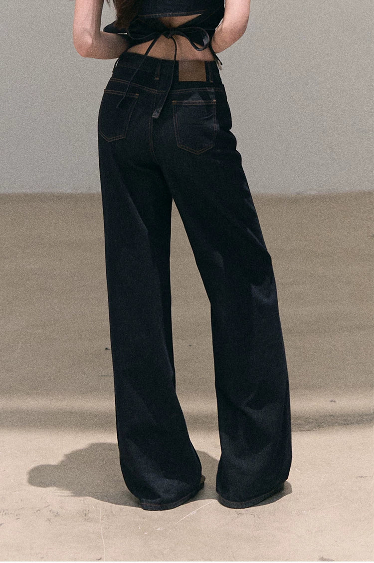 Washed Denim Wide-Leg Set