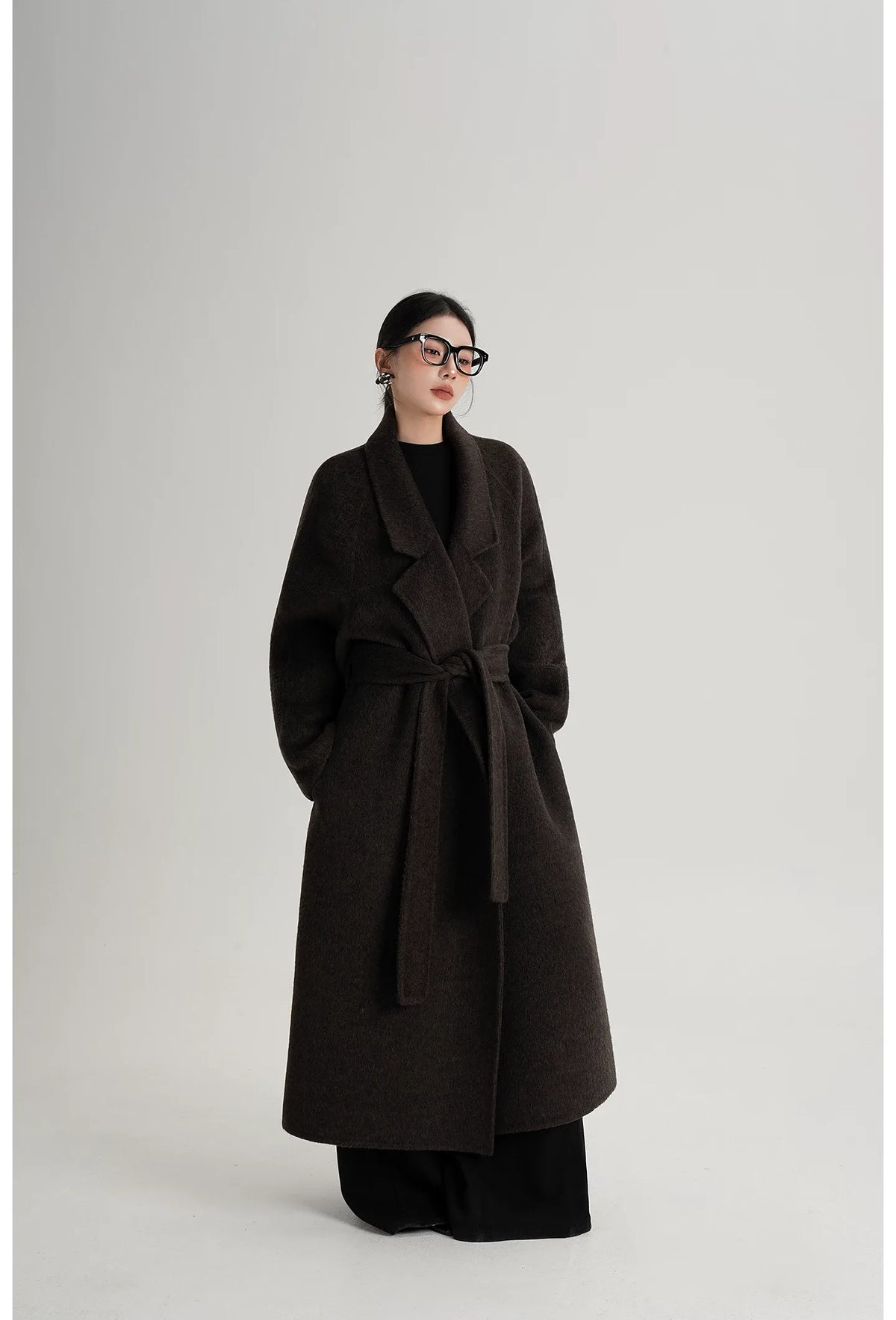 Wool Shawl Collar Wrap Coat