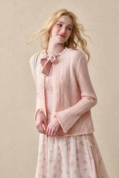 Soft Wool Ribbon Cardigan