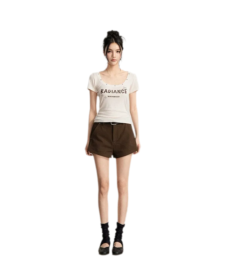 Rhinestone Cotton Summer Shorts
