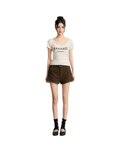 Rhinestone Cotton Summer Shorts