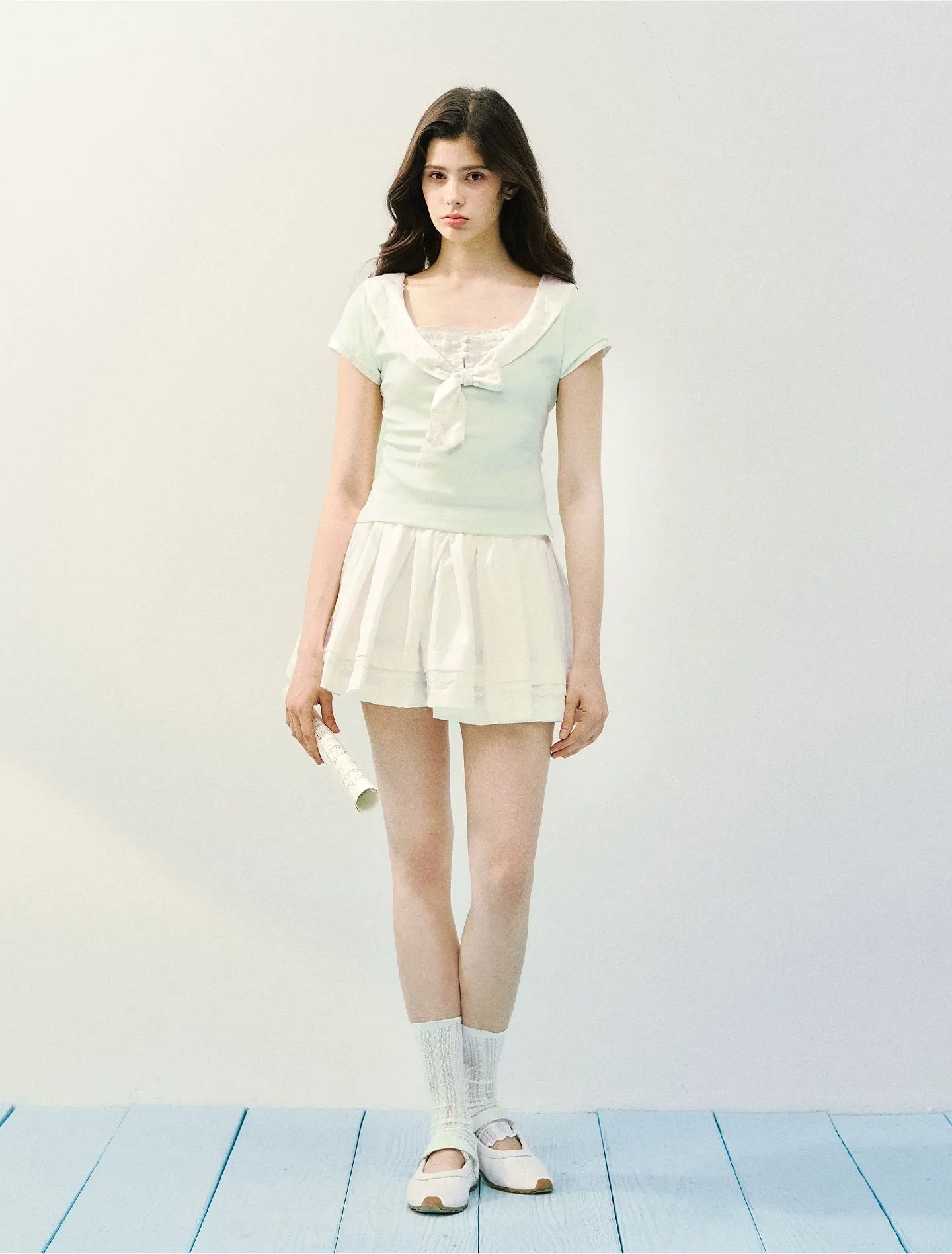 Bow Tie Floral Patchwork Short Sleeve T-Shirt