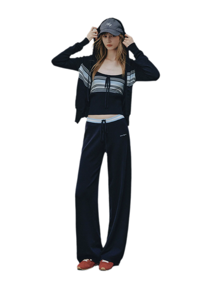 Striped Hooded Three-Piece Set