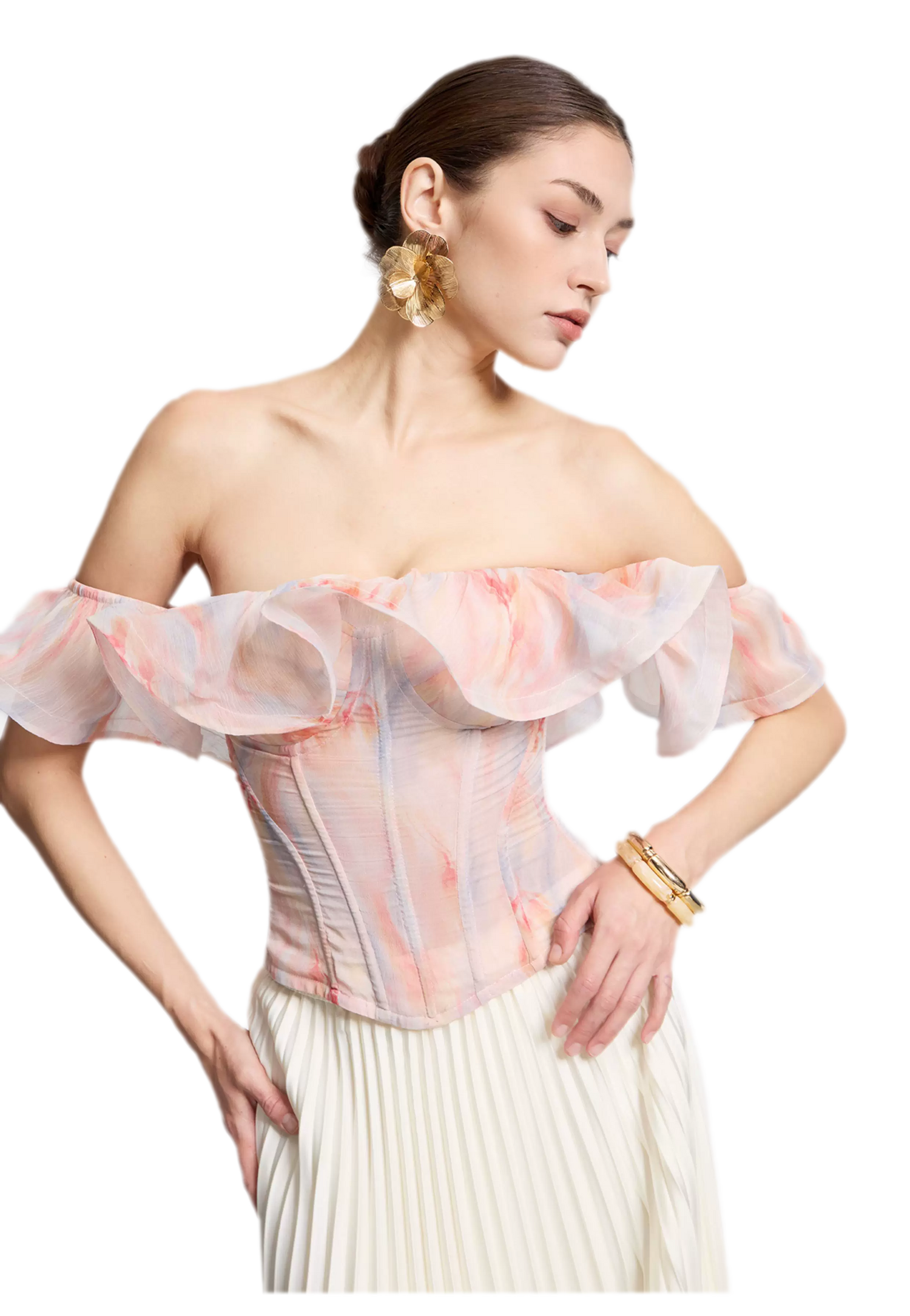 Rainbow Ruffle Corset Bustier