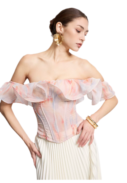 Rainbow Ruffle Corset Bustier
