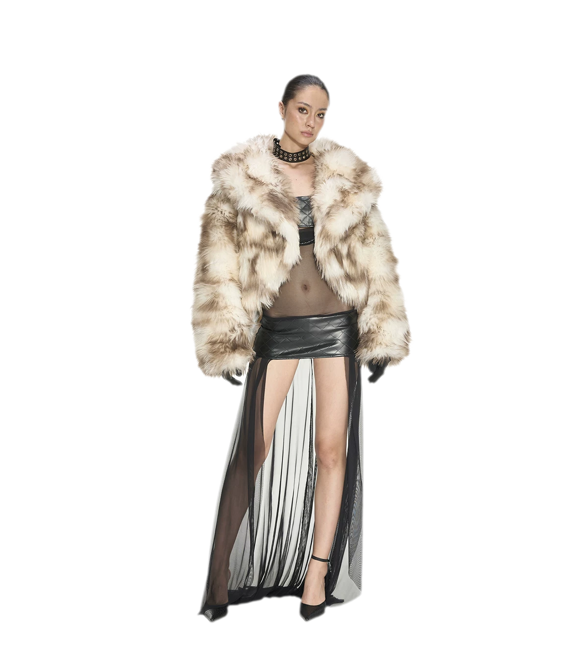 Gradient Leopard Faux Fur Coat