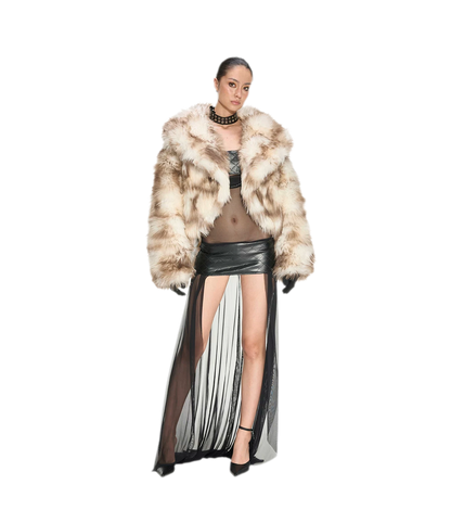 Gradient Leopard Faux Fur Coat
