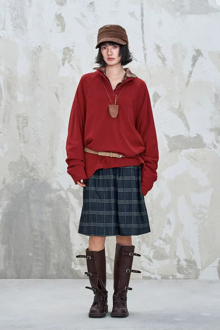 Vintage Oversized Half-Zip T-Shirt