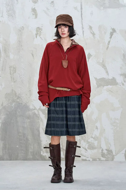 Vintage Oversized Half-Zip T-Shirt