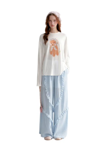 Lace Textured Wide Pants