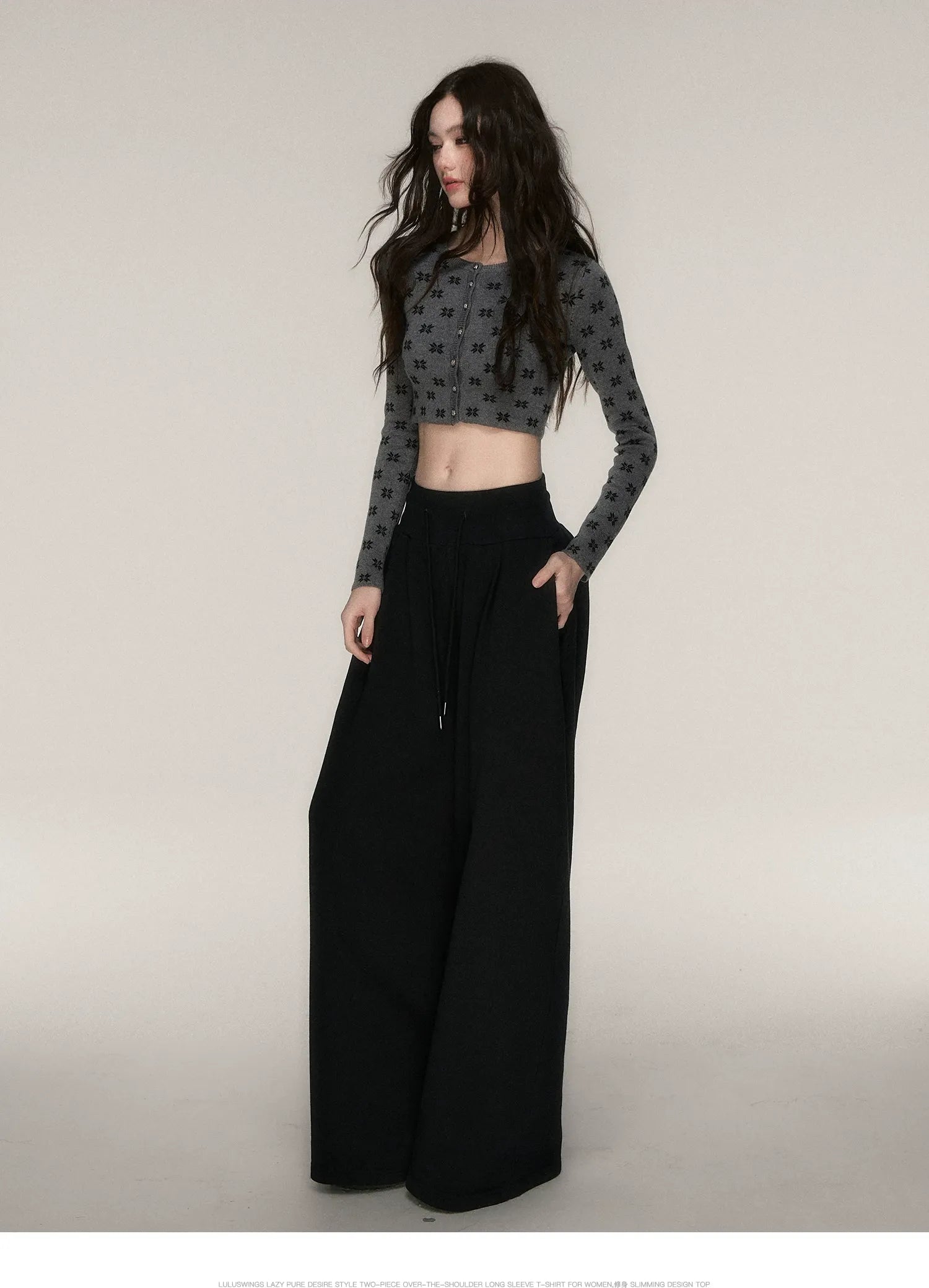 Jacquard Cropped Knit Set