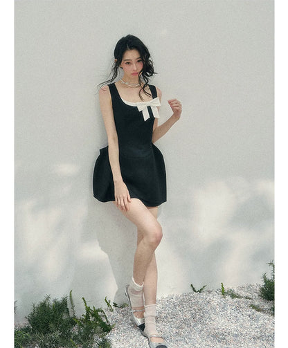 Sleek Bowknot Mini Dress