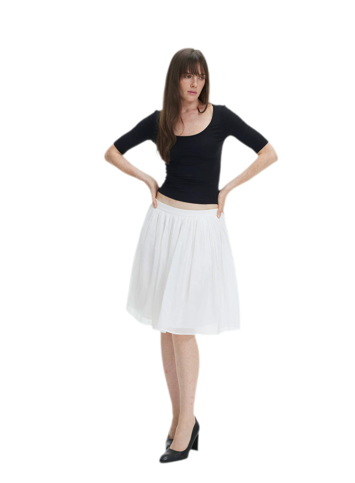 Pleated Chiffon Midi Skirt