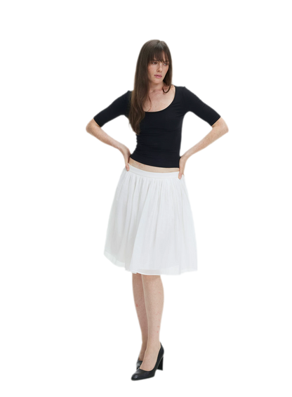Pleated Chiffon Midi Skirt