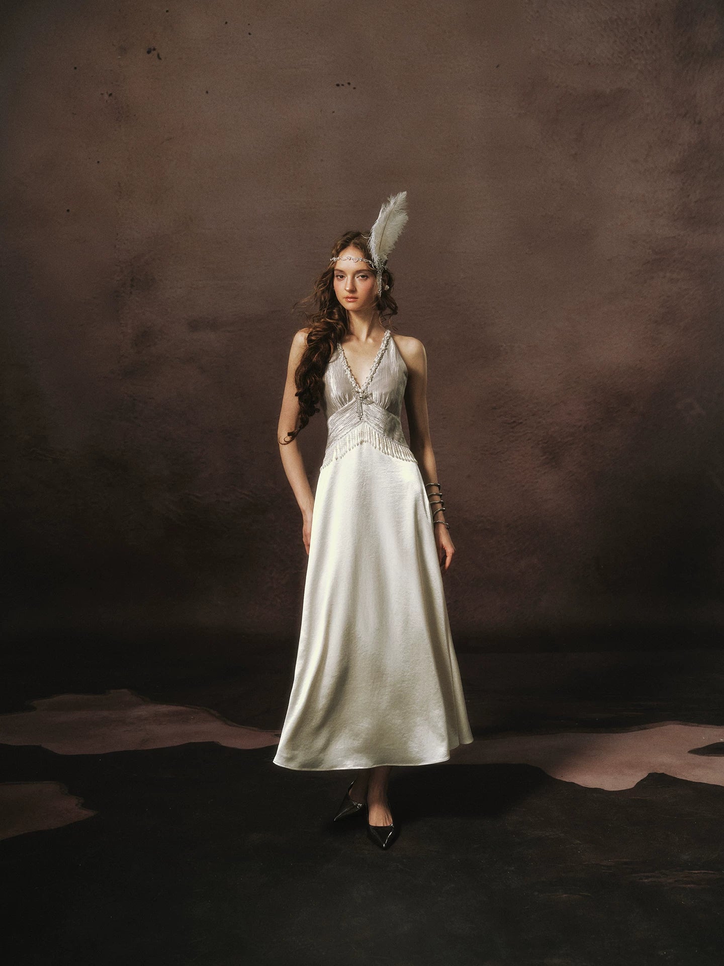 LACEMADE White Pearl Fringe Dress – view 15