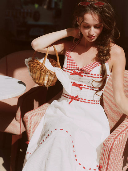 Cotton Embroidered Halter Dress