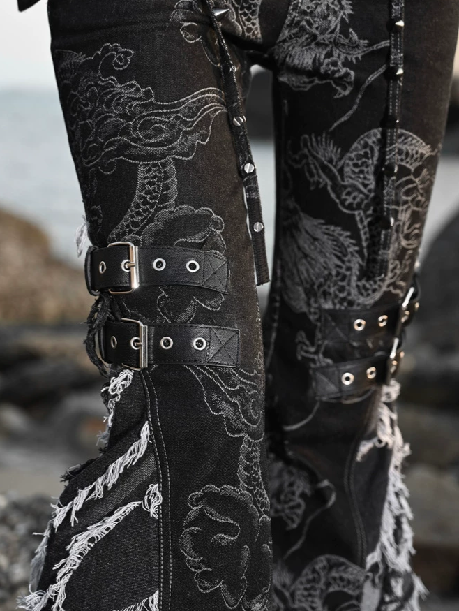 Dragon Graphic Flared Jeans