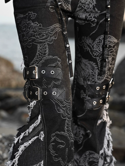 Dragon Graphic Flared Jeans