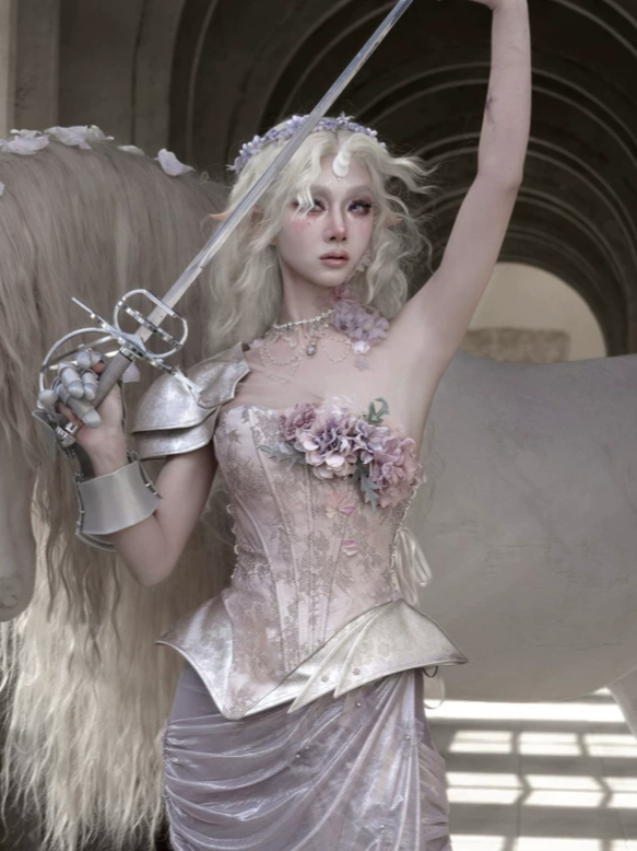 Metallic Floral Armor Corset