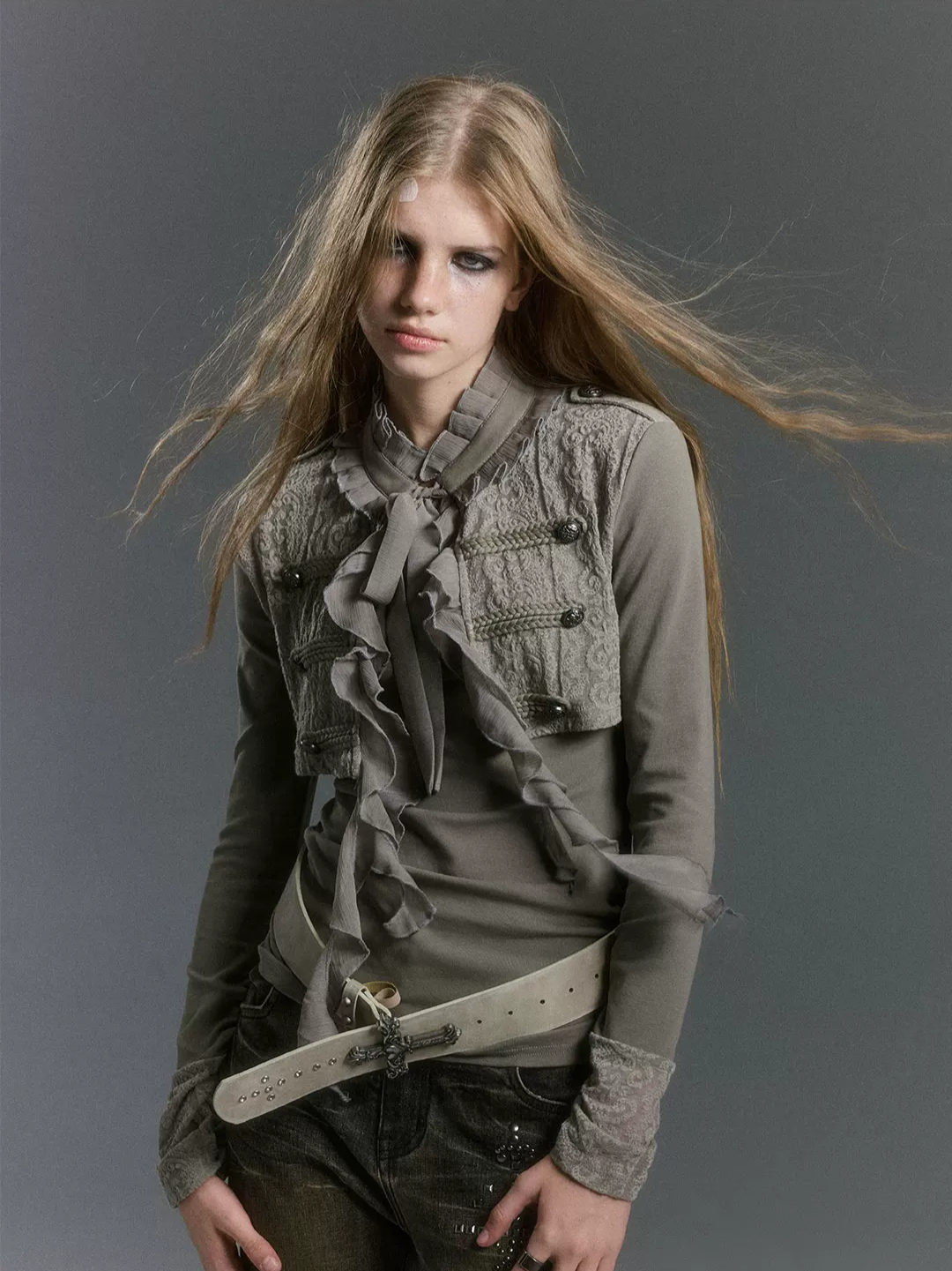 Blouse met getextureerd ruchespaneel