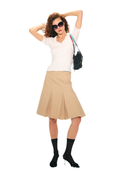 Low Waist Pleated A-Line Skirt