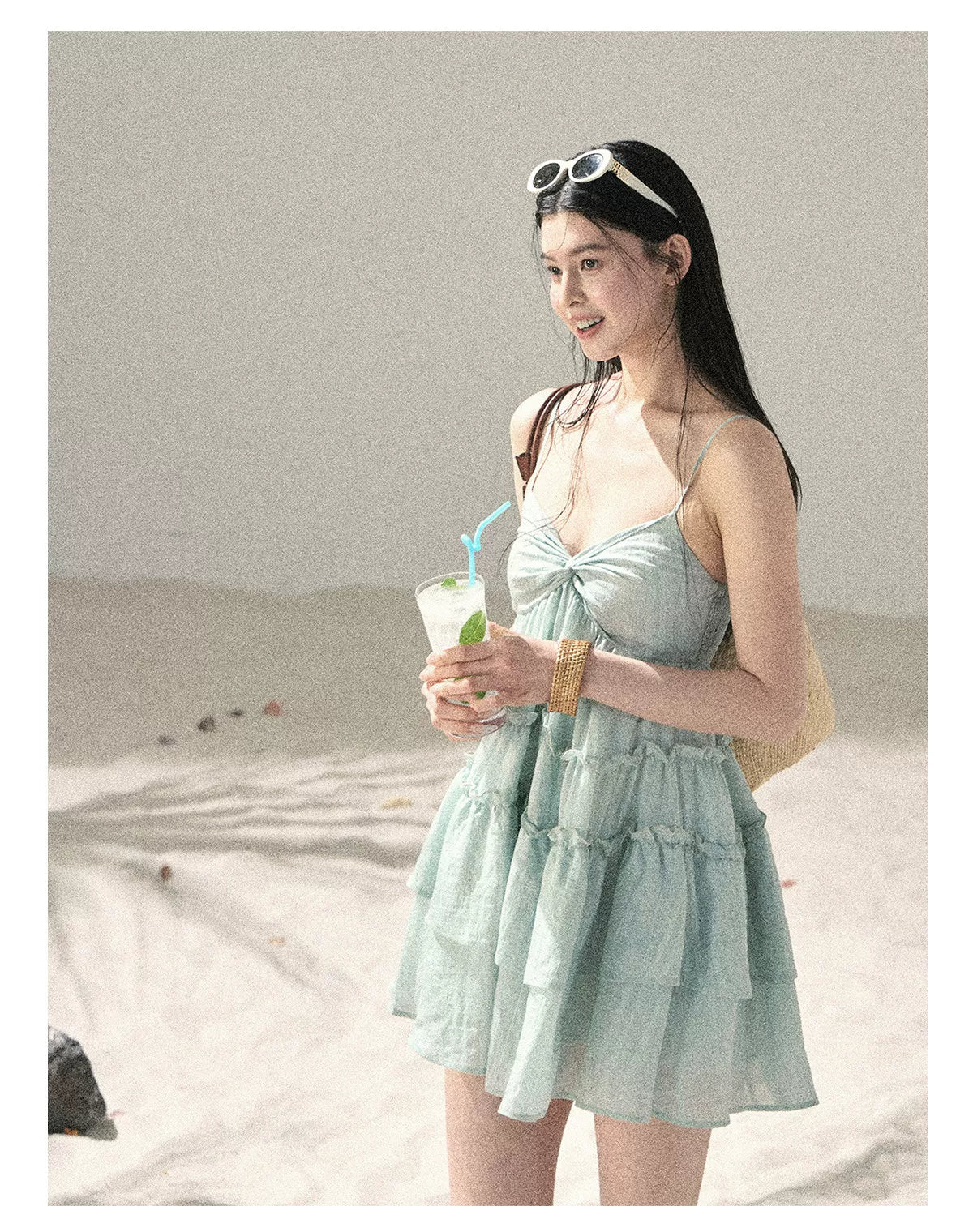 "Mossy Stone Steps" Summer Beach Camisole Dress