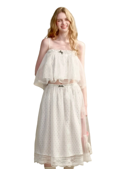 Babydoll Pearl Organza Polka Dot Set