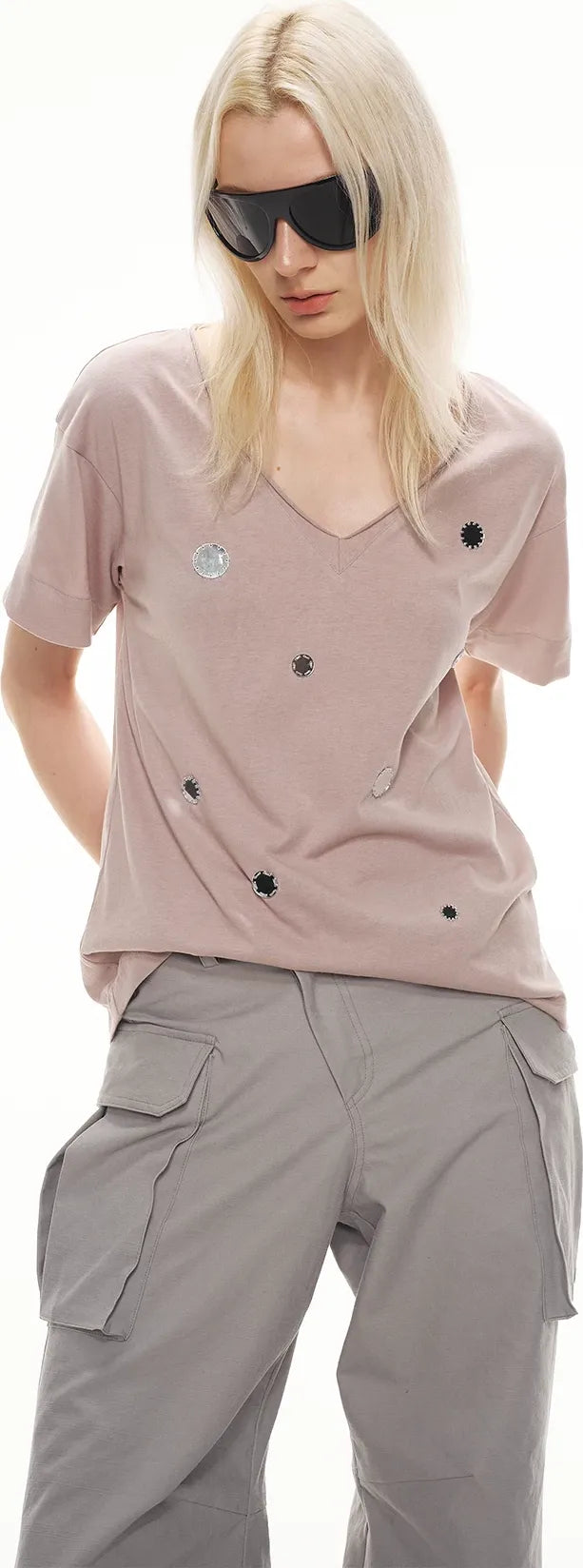 Relaxed Stylish V-Neck Short Sleeve T-Shirt