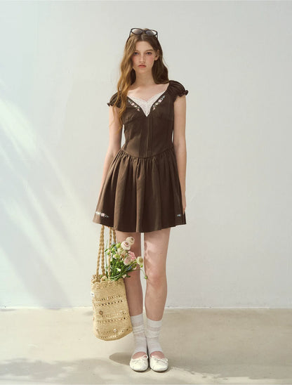 Lyocell Embroidered A-Line Dress