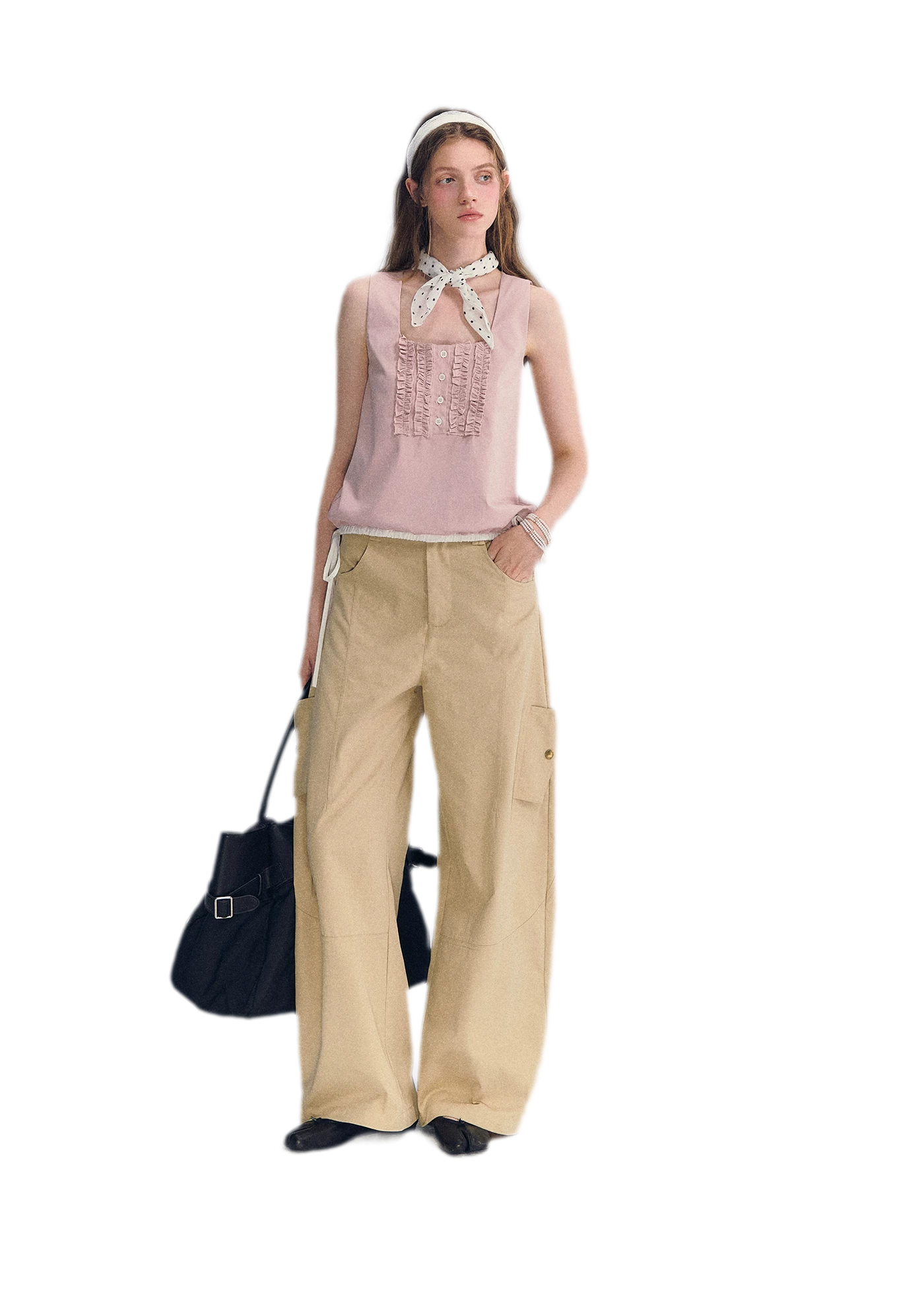 Deconstructed Curved Cargo Pants