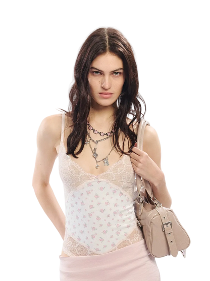 Vintage Rose Leopard Print Lace Camisole