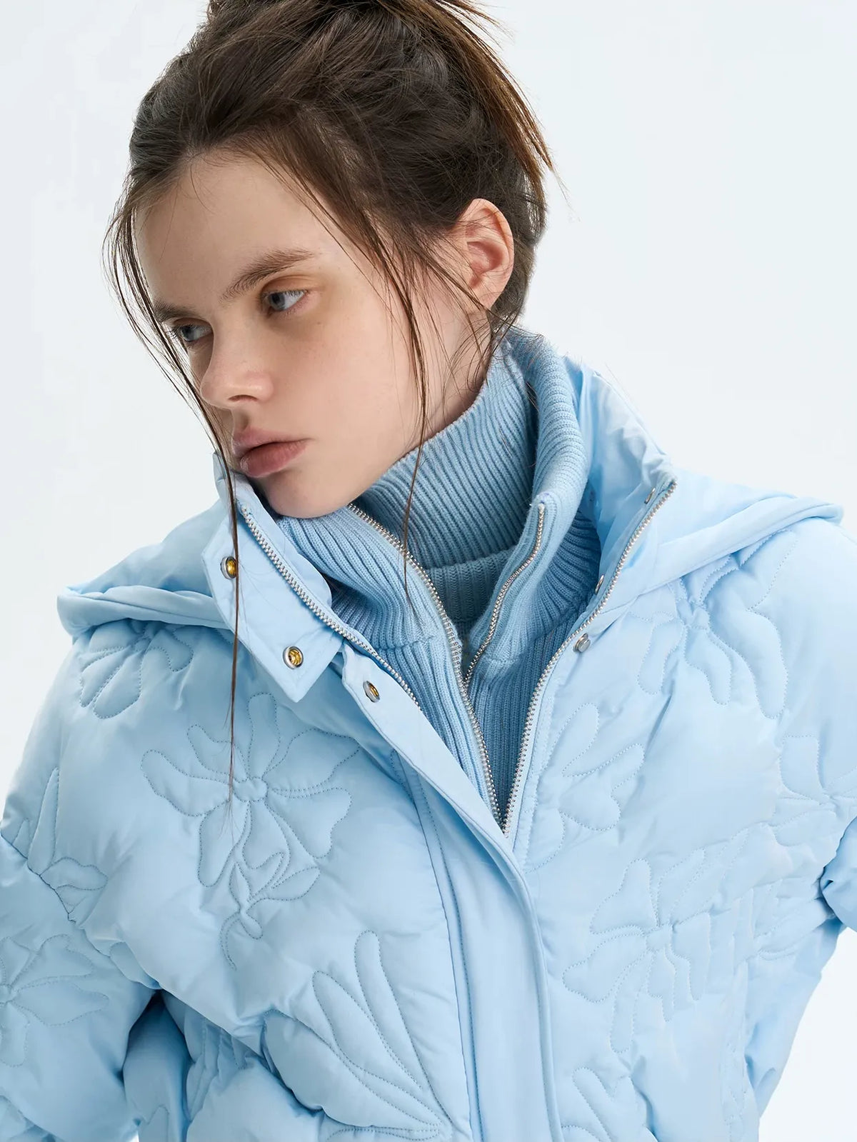 Quilted Cropped Hooded Down Jacket