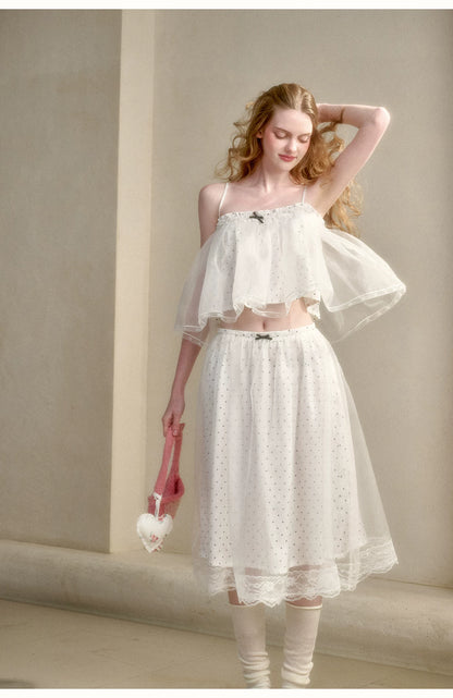 Babydoll Pearl Organza Polka Dot Set