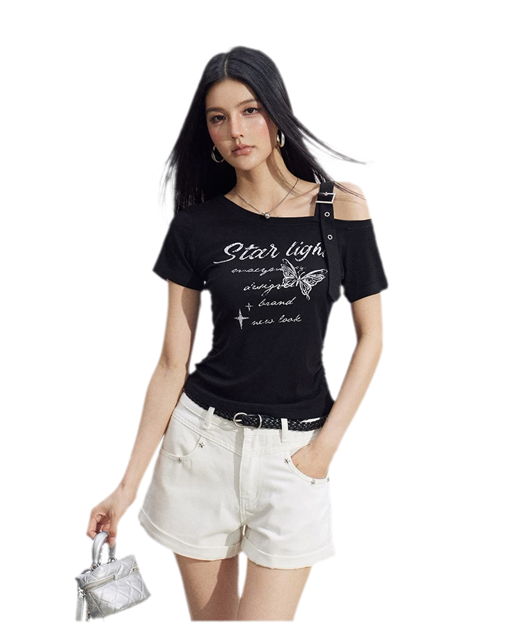 Embroidered Denim Shorts