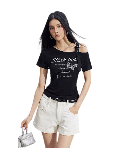 Embroidered Denim Shorts