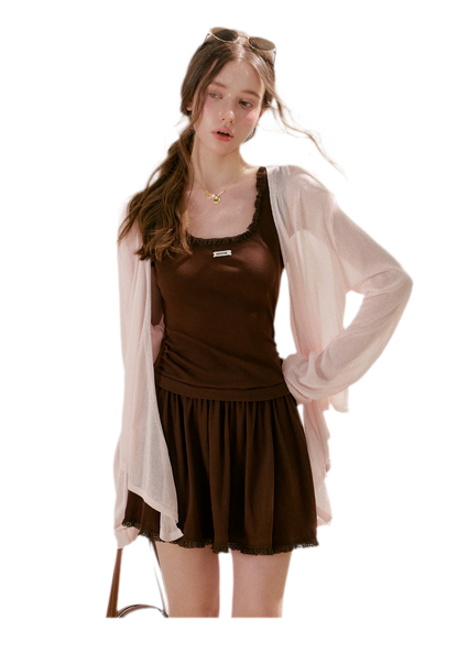 Airy Layered Short Knit Cardigan