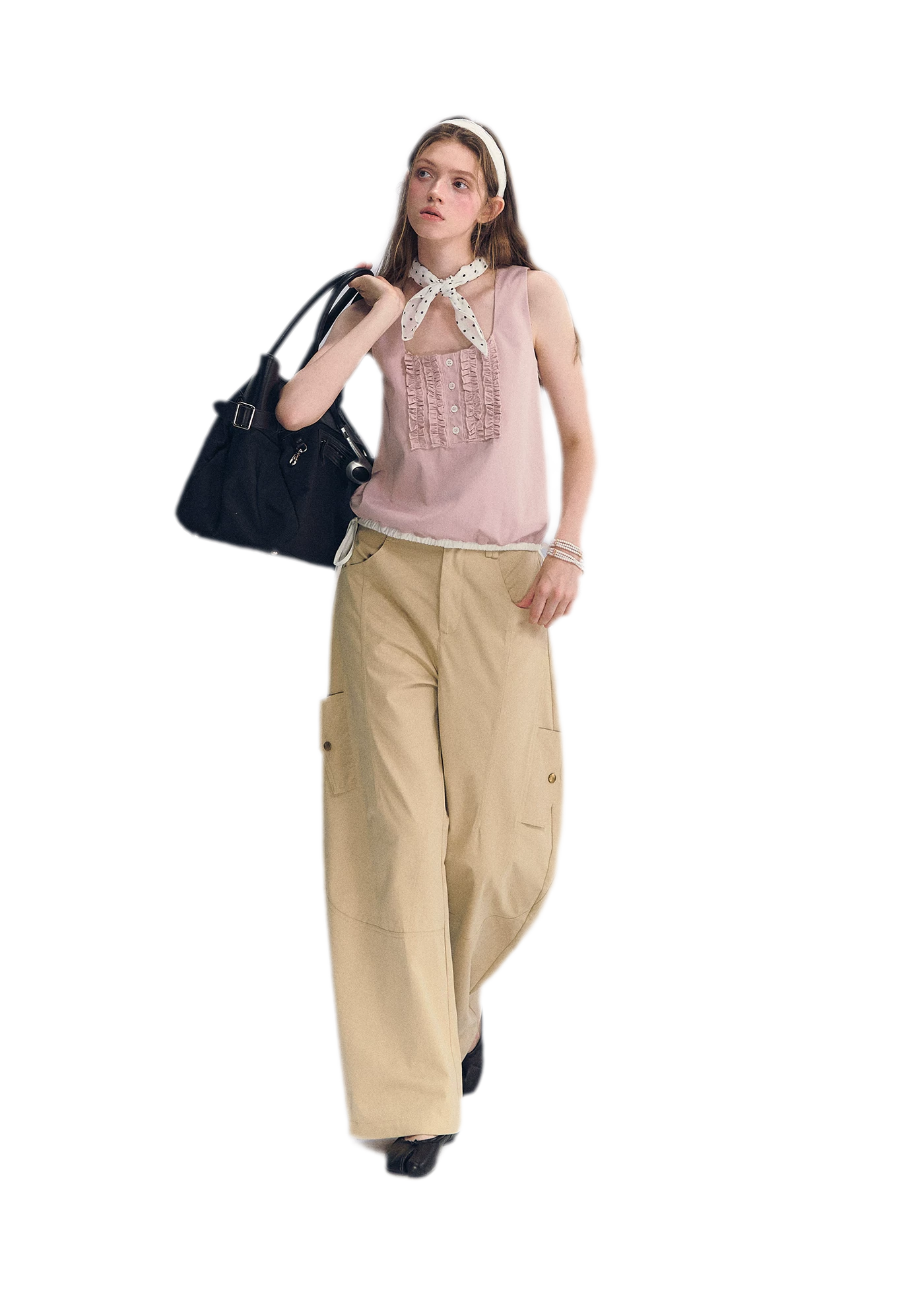 Deconstructed Curved Cargo Pants