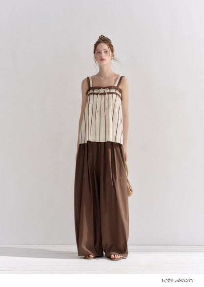 Striped Lace-Trim Tie-Front Camisole