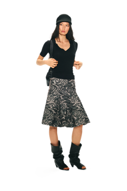 Low Waist Pleated A-Line Skirt