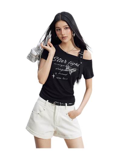Embroidered Denim Shorts