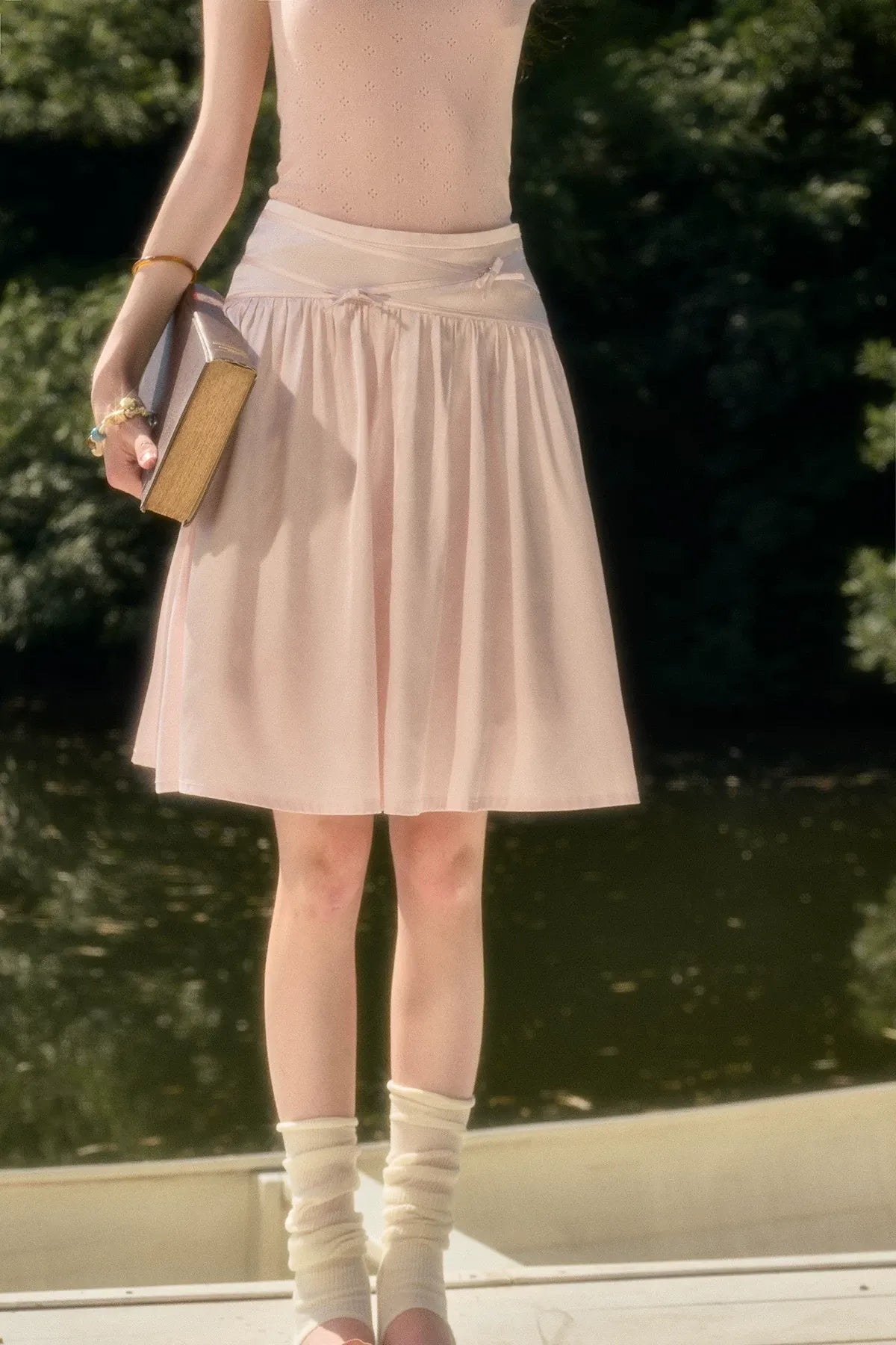 Satin Bow A-Line Skirt