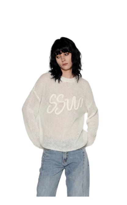 Mohair Openwork Logo Sweater