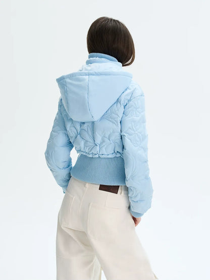 Quilted Cropped Hooded Down Jacket