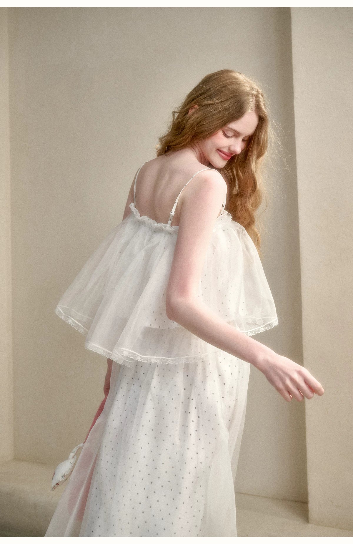 Babydoll Pearl Organza Polka Dot Set