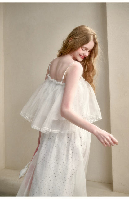 Babydoll Pearl Organza Polka Dot Set