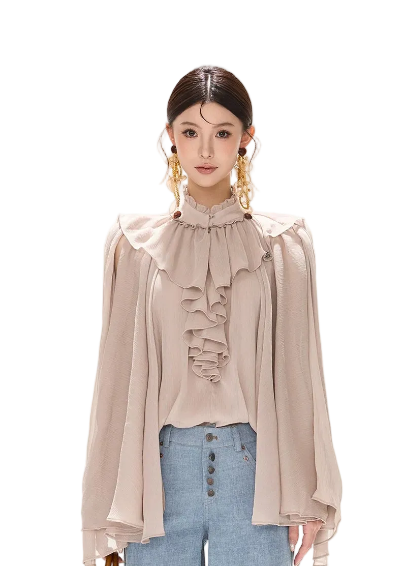 Lightweight Ruffle Collar Sleeveless Chiffon Blouse