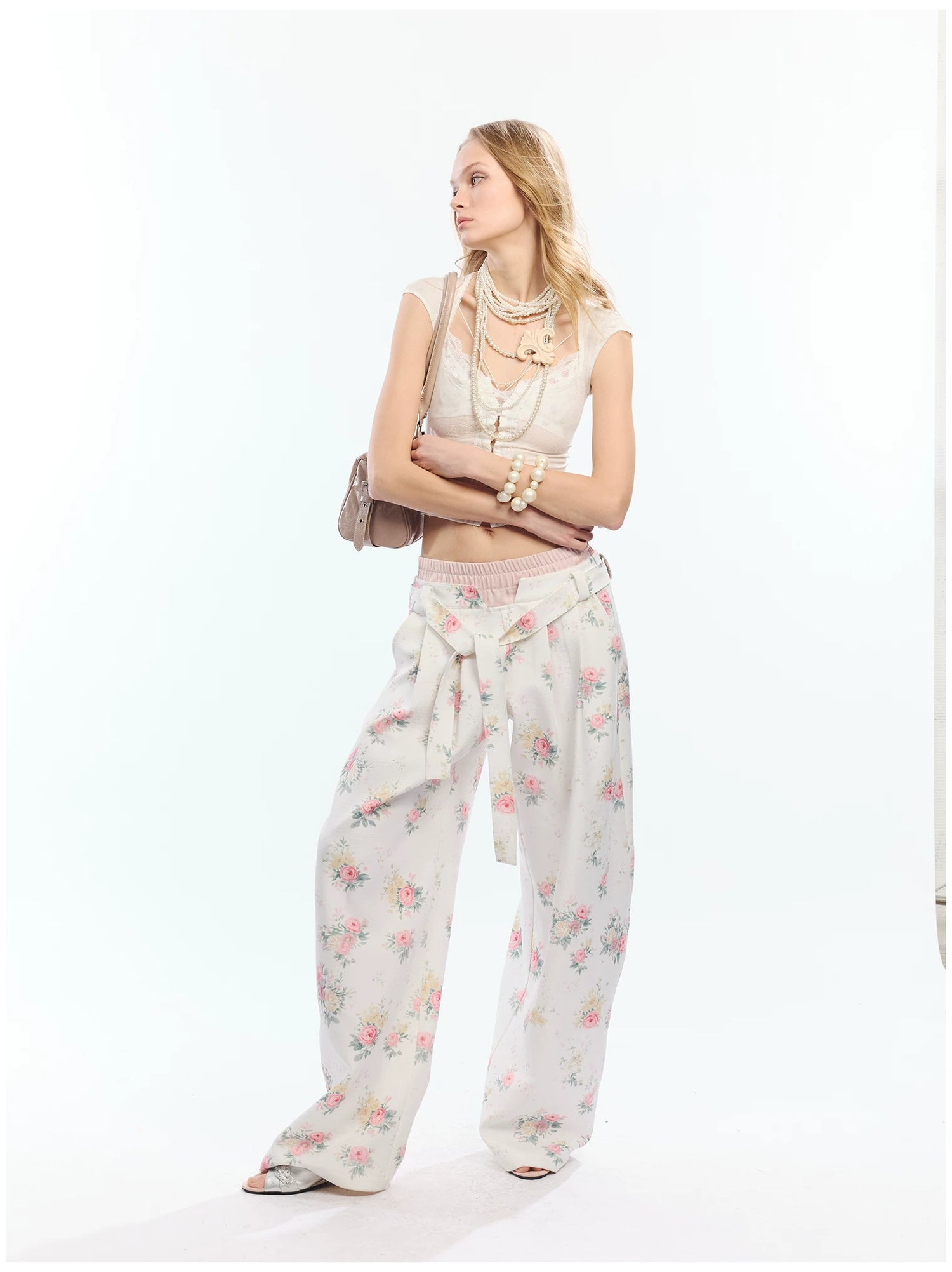 Floral Print Loose Wide Leg Pants