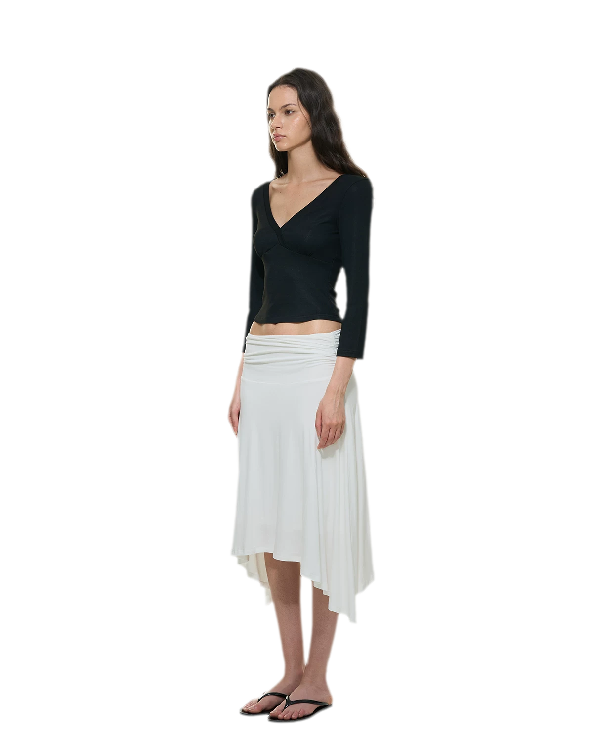 Crossfront Ribbed V-Neck Top