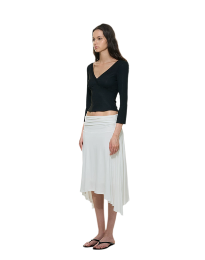 Crossfront Ribbed V-Neck Top