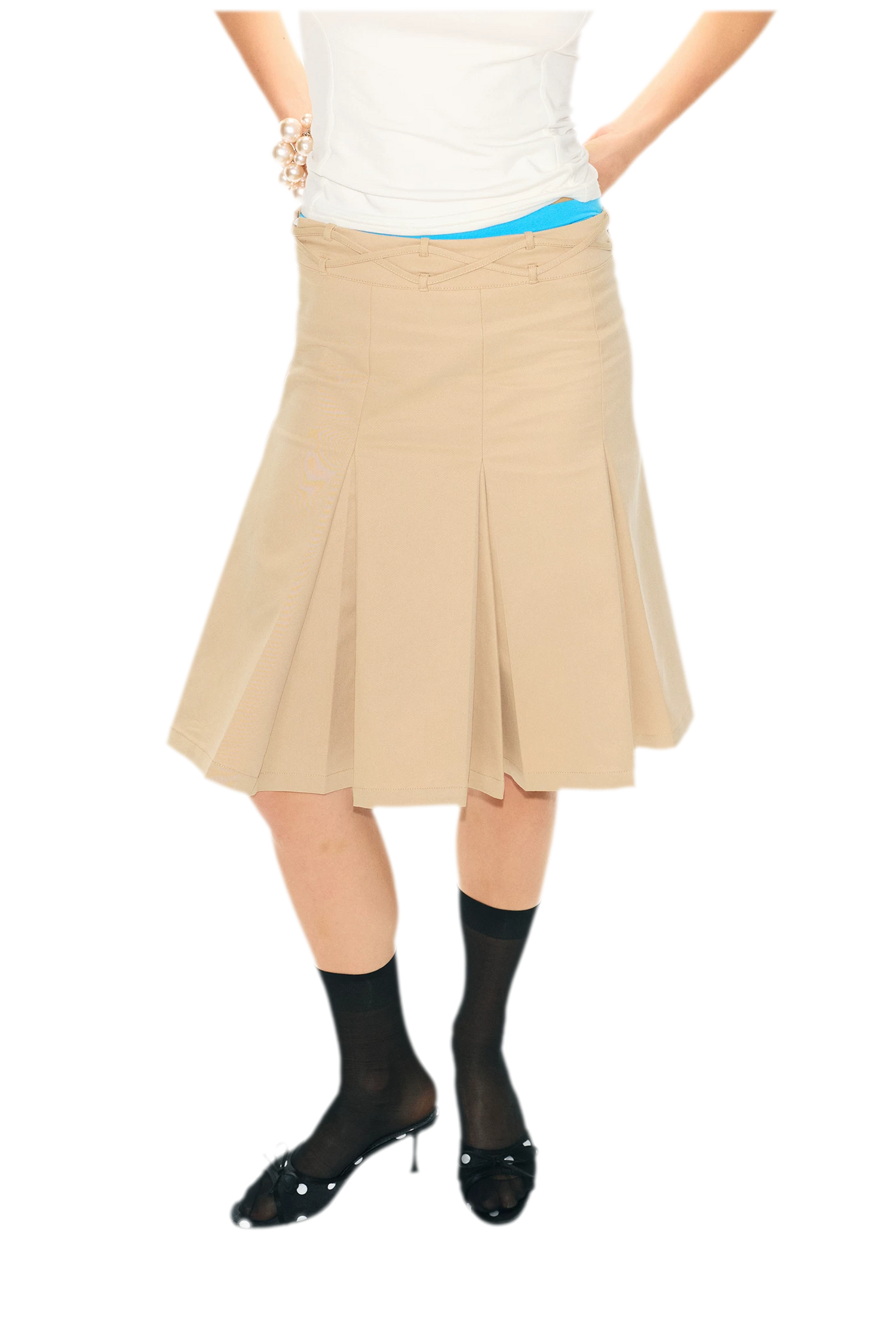 Low Waist Pleated A-Line Skirt